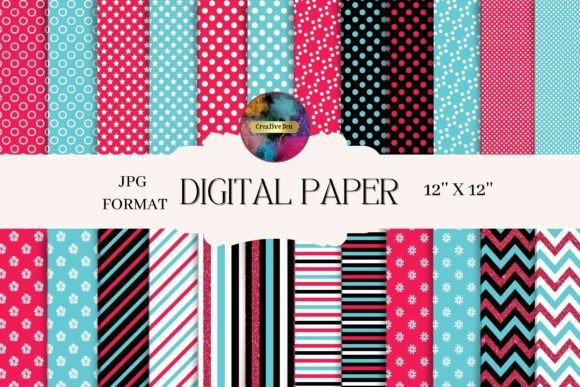 Download Pink, Blue and Black Patterned Paper - Patterned paper Collection
