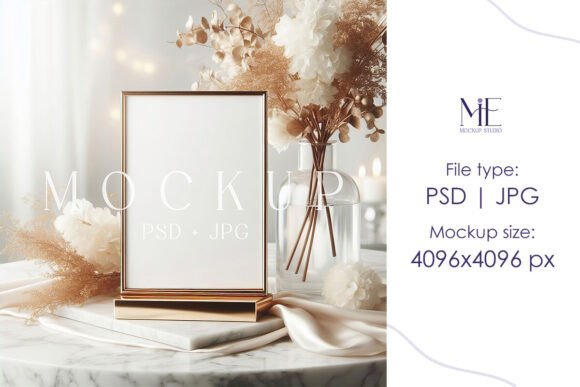 Download Boho Table Sign Mockup Gold Frame Mockup - Boho Collection