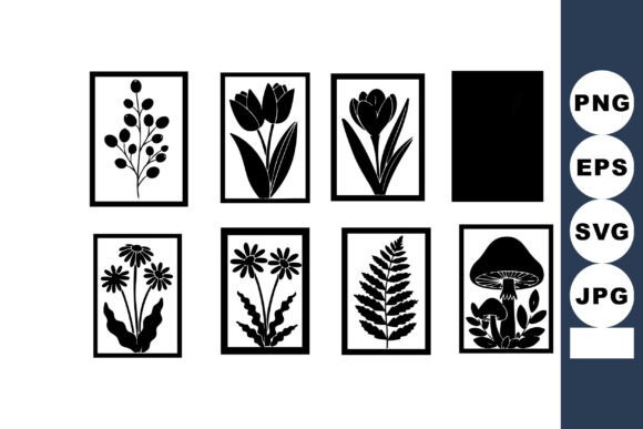 Download Black Silhouette Botanical Framed Art Se - Framed art Collection