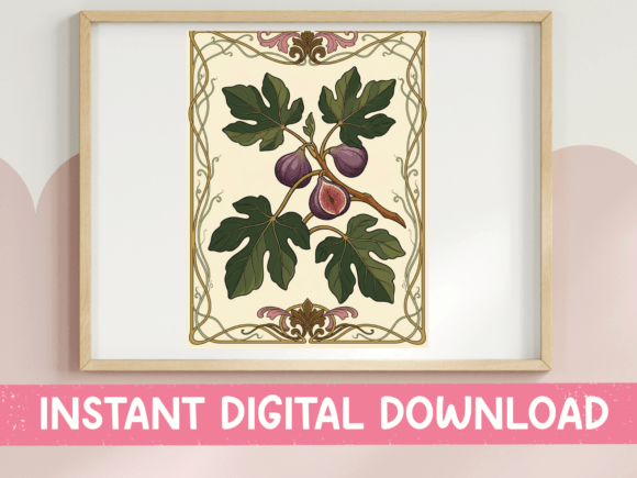Download Fig Branch Art Nouveau Framed Art Print - Framed art Collection