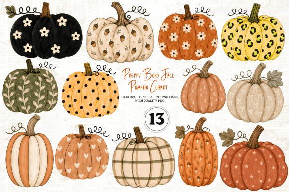 Download Preppy Boho Fall Pumpkin Clipart - Boho Collection