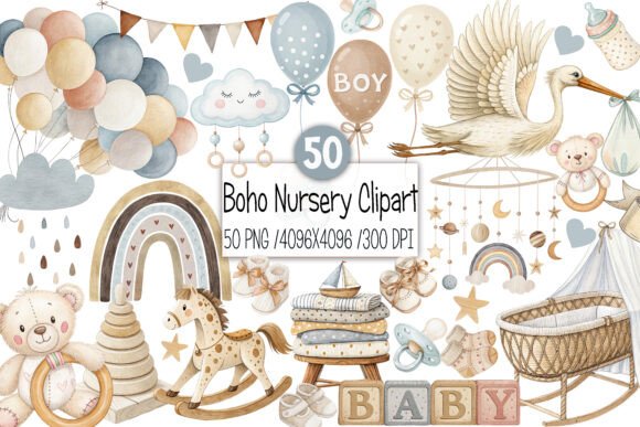 Download Baby Shower Clipart,Boho Nursery Clipart - Boho Collection