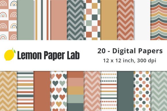 Download Fun Muted Boho Digital Scrapbook Paper - Boho Collection