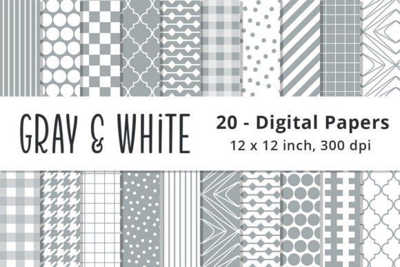 Download Gray and White Scrapbook Patterned Paper - Patterned paper Collection