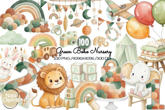 Download Baby Shower Clipart,Green Boho Nursery - Boho Collection
