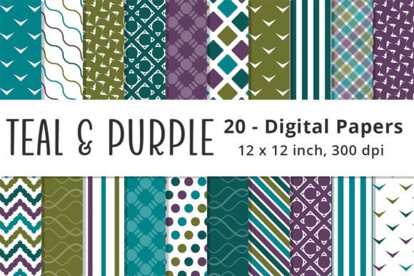 Download Purple, Teal, and Green Patterned Paper - Patterned paper Collection