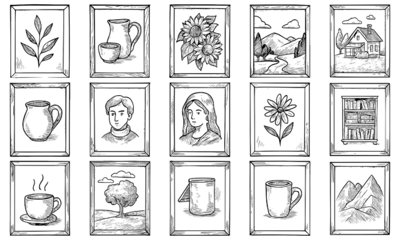 Download Vintage HandDrawn Framed Art Collection - Framed art Collection