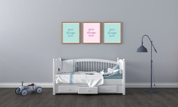 Download A 3D Rendering Kids Bedroom Empty Frames - Kids bedroom Collection