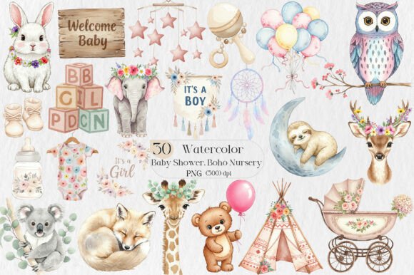 Download Baby Shower Clipart,Boho Nursery Clipart - Boho Collection