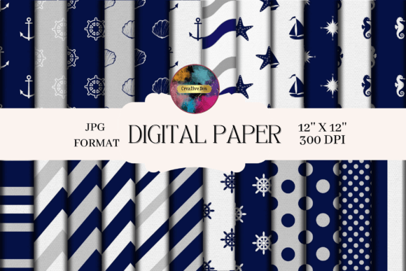 Download Nautical Bliss - 24 Blue Patterned Paper - Patterned paper Collection